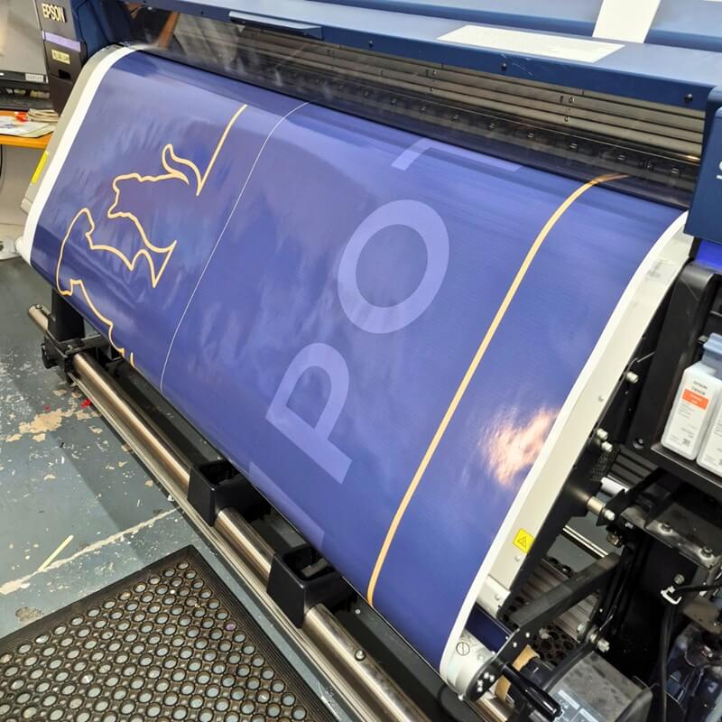 An image of the vinyl sign being printed.